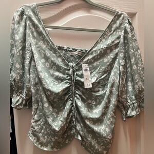 Sage green floral A&F top